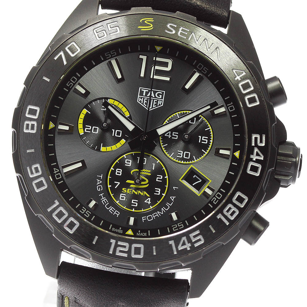 Tag Heuer Formula 1 Chronograph Senna Black Dial Black Leather Strap Watch for Men - CAZ101AJ.FC6487 Buy Now By Tag Heuer