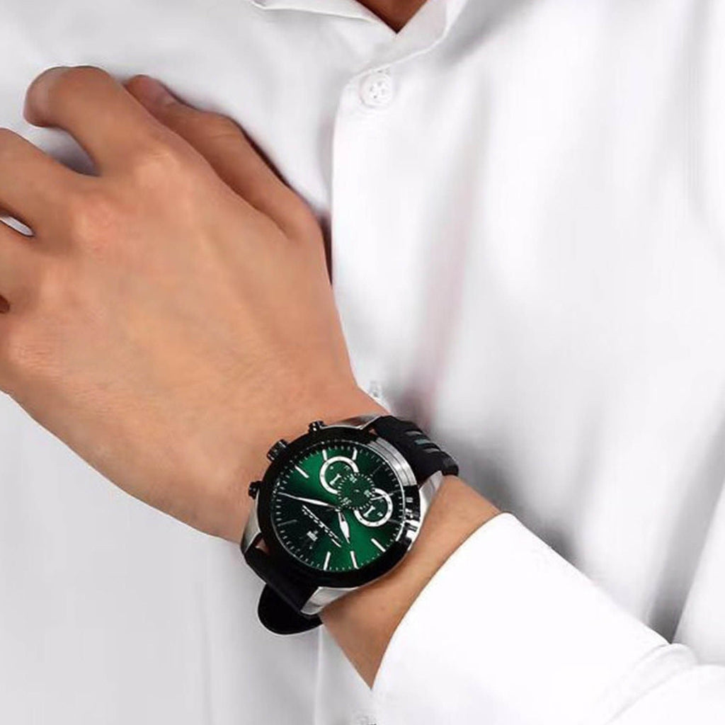 Maserati Traguardo Chronograph Green Dial Black Silicone Strap Watch For Men - R8871612043 Buy Now By Maserati