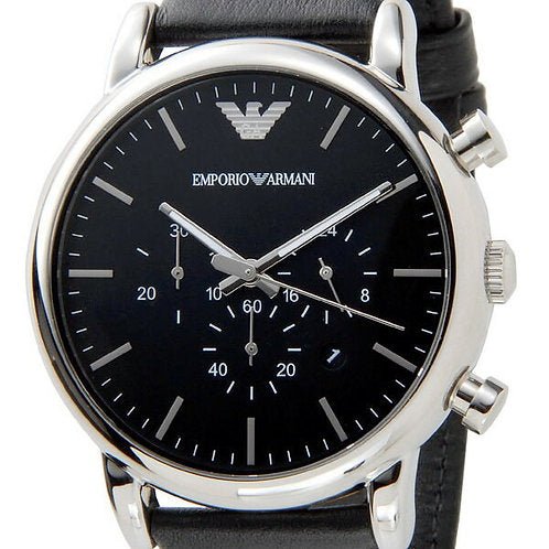 Emporio Armani Luigi Chronograph Black Dial Black Leather Watch For Men - AR1828 Buy Now By Emporio Armani