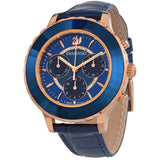 Swarovski Octea Lux Chrono Blue Dial Blue Leather Strap Watch for Women - 5563480 Buy Now By Swarovski