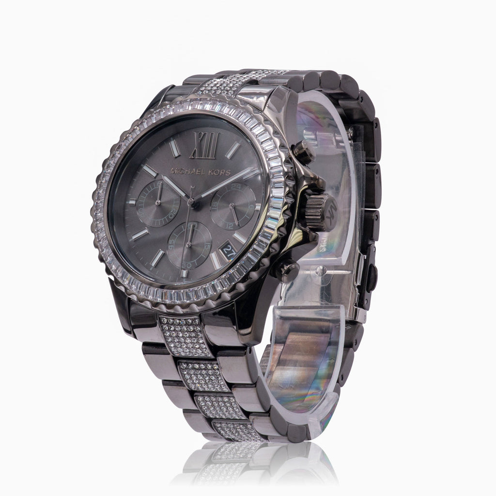 Michael Kors Everest Chronograph Black Dial Grey Steel Strap Watch For Women - MK6974 Buy Now By Michael Kors