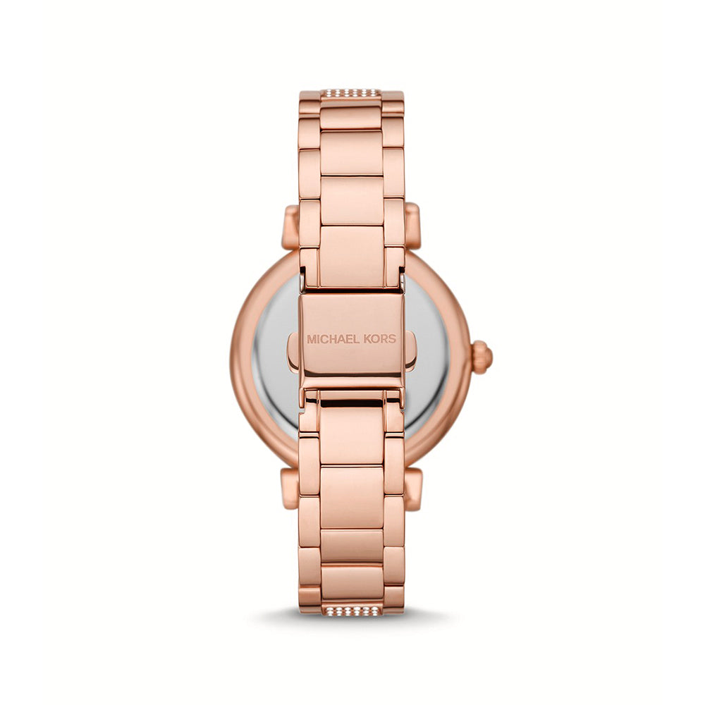 Michael Kors Abbey Three-Hand Analog Crystals Rose Gold Dial Rose Gold Steel Strap Watch for Women - MK4617 Buy Now By Michael Kors