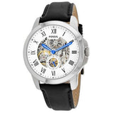 Fossil Grant Skeleton White Dial Black Leather Strap Watch for Men - ME3053 Buy Now By Fossil