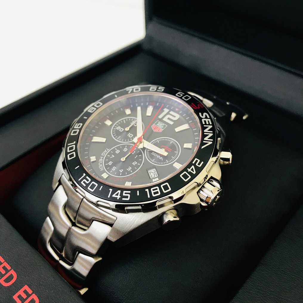 Tag Heuer Senna Chronograph Special Edition Black Dial Silver Steel Strap Watch for Men - CAZ1015.BA0883 Buy Now By Tag Heuer