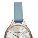 Emporio Armani Aurora Quartz Mother of Pearl White Dial Blue Leather Strap Watch For Women - AR11109 Buy Now By Emporio Armani