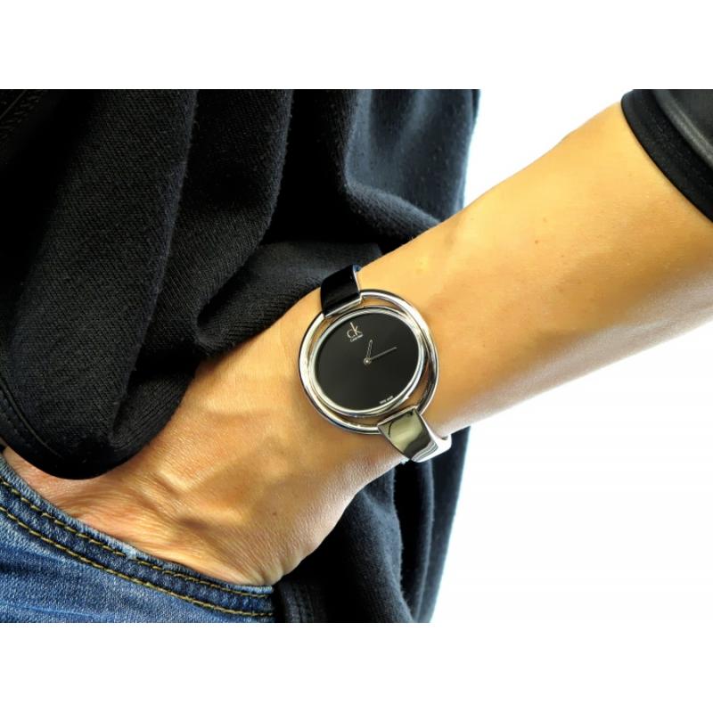 Calvin Klein Impetuous Black Dial Silver Steel Strap Watch for Women - K4F2N111 Buy Now By Calvin Klein