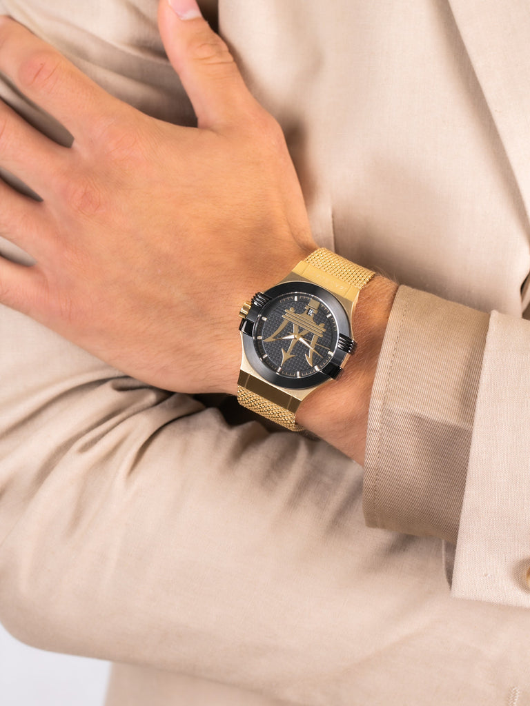 Maserati Potenza Quartz Black Dial Gold Mesh Bracelet Watch For Men - R8853108006 Buy Now By Maserati