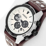 Fossil Coachman Chronograph White Dial Brown Leather Strap Watch for Men - CH2890 Buy Now By Fossil