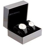 Emporio Armani Gianni T Bar Mother of Pearl Dial Black Leather Strap Watch For Women - AR90002 Buy Now By Emporio Armani