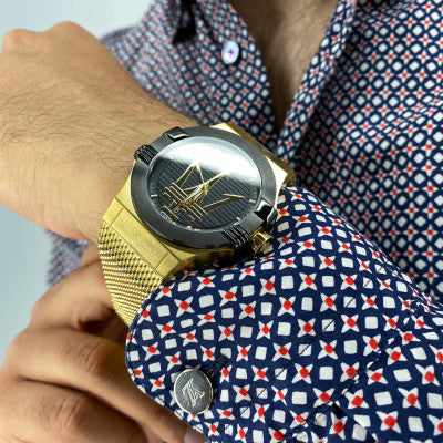 Maserati Potenza Quartz Black Dial Gold Mesh Bracelet Watch For Men - R8853108006 Buy Now By Maserati