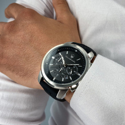 Maserati Successo Chronoraph Black Dial Black Silicon Strap Watch For Men - R8871621014 Buy Now By Maserati