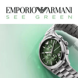 Emporio Armani Paolo Chronograph Green Dial Silver Steel Strap Watch For Men - AR11529 Buy Now By Emporio Armani