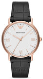 Emporio Armani Kappa Quartz White Dial Black Leather Strap Watch For Men - AR80015 Buy Now By Emporio Armani