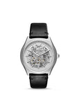 Emporio Armani Meccanico White Skeleton Dial Black Leather Strap Watch For Men - AR60003 Buy Now By Emporio Armani