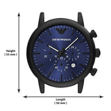 Emporio Armani Luigi Analog Blue Dial Black Leather Strap Watch For Men - AR11351 Buy Now By Emporio Armani
