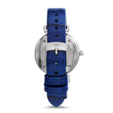 Emporio Armani Gianni T Bar Quartz Crystals Silver Dial Blue Leather Strap Watch For Women - AR11344 Buy Now By Emporio Armani