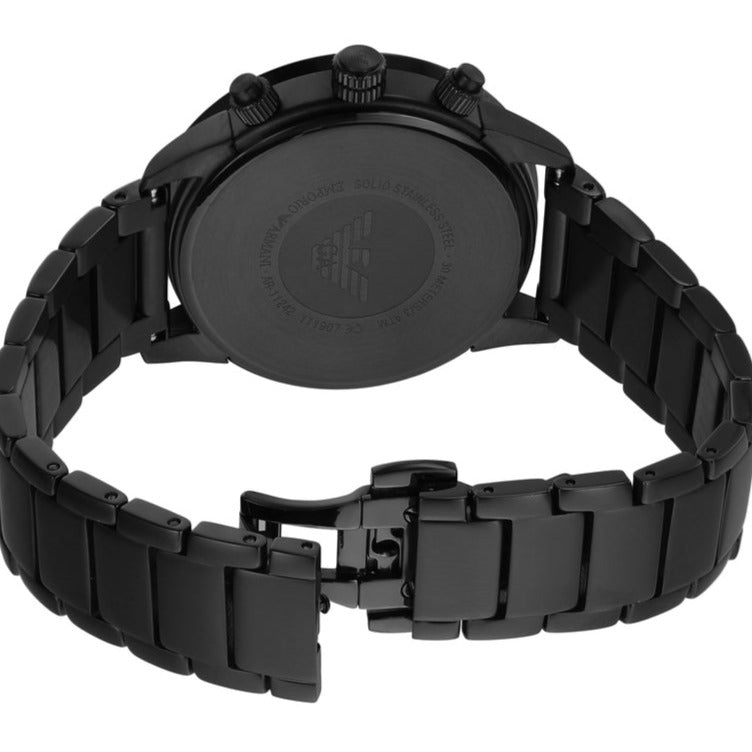 Emporio Armani Mario Chronograph Black Dial Black Steel Strap Watch For Men - AR11242 Buy Now By Emporio Armani