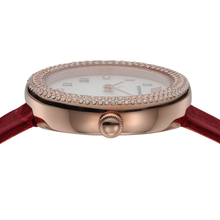 Emporio Armani Rosa Two Hand White Dial Red Leather Strap Watch For Women - AR11357 Buy Now By Emporio Armani