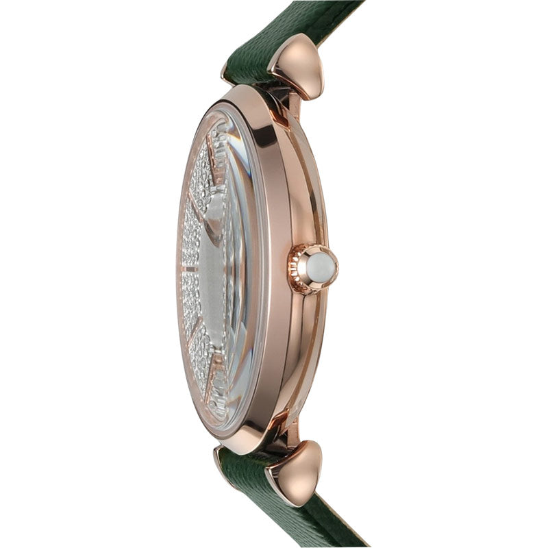 Emporio Armani Pro Planet Analog Silver Dial Green Leather Strap Watch For Women - AR11517 Buy Now By Emporio Armani