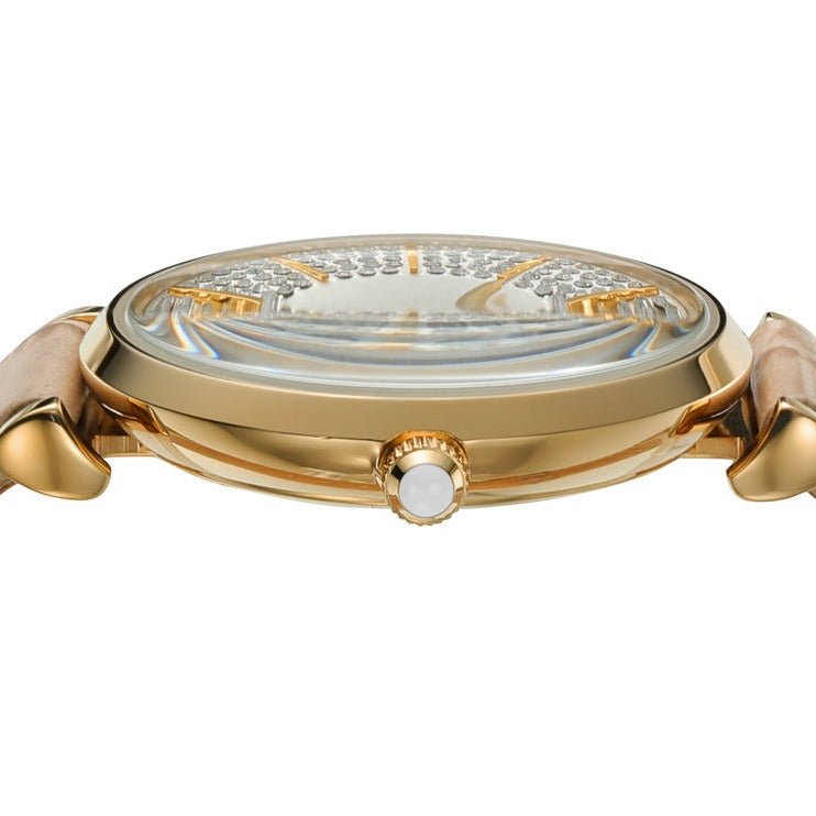 Emporio Armani Gianni T Bar Crystals Silver Dial Brown Leather Strap Watch For Women - AR11518 Buy Now By Emporio Armani