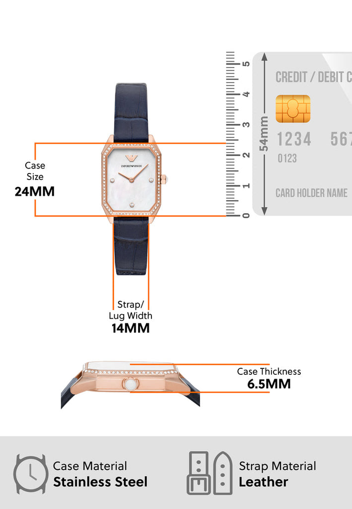 Emporio Armani Gianni T Bar Quartz Mother of Pearl Dial Blue Leather Strap Watch For Women - AR11466 Buy Now By Emporio Armani