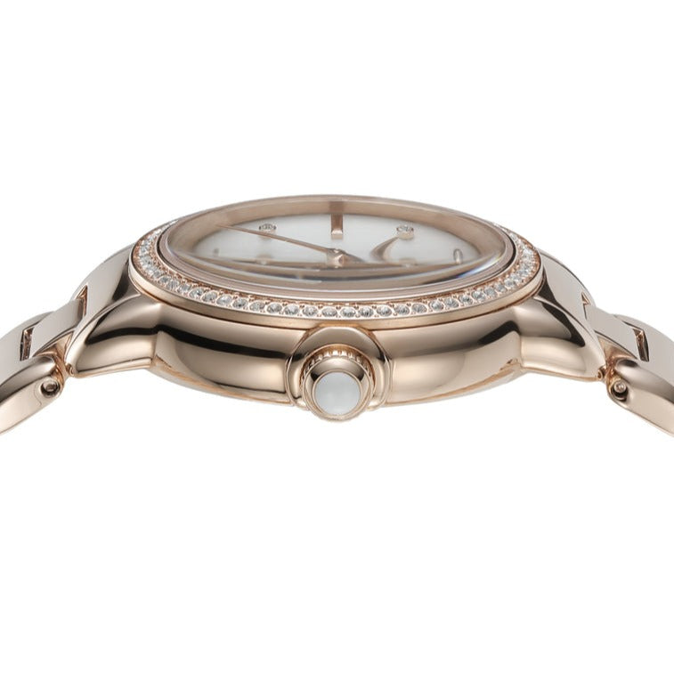 Emporio Armani Aira Three Hand Mother of Pearl Dial Rose Gold Steel Strap Watch For Women - AR11523 Buy Now By Emporio Armani