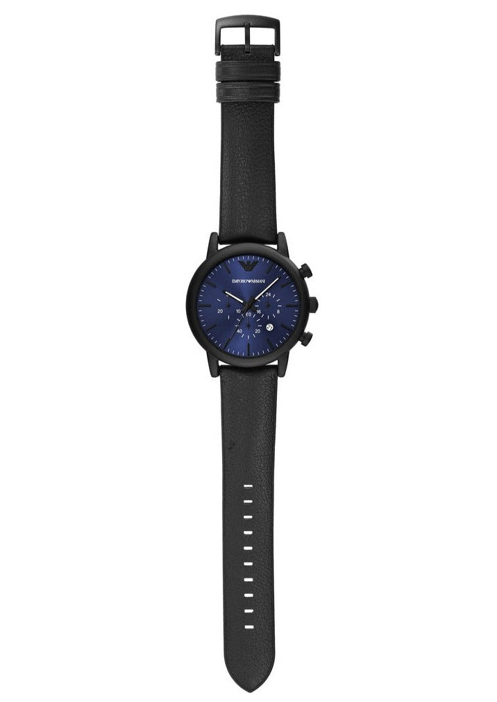 Emporio Armani Luigi Analog Blue Dial Black Leather Strap Watch For Men - AR11351 Buy Now By Emporio Armani
