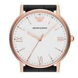 Emporio Armani Kappa Quartz White Dial Black Leather Strap Watch For Men - AR80015 Buy Now By Emporio Armani