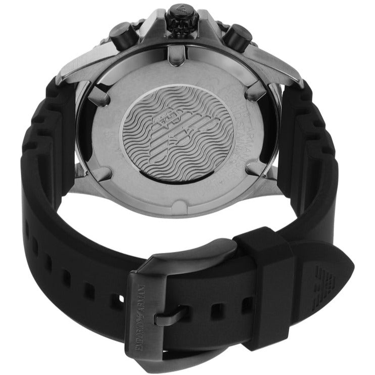Emporio Armani Diver Chronograph Black Dial Black Silicon Strap Watch For Men - AR11515 Buy Now By Emporio Armani