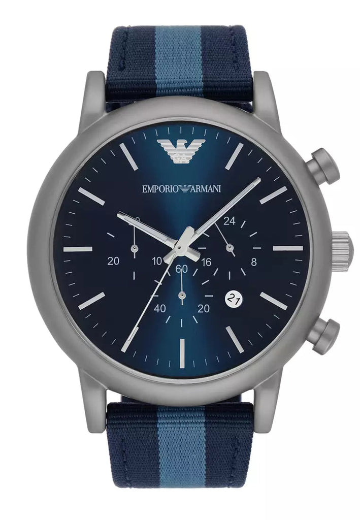Emporio Armani Luigi Chronograph Quartz Blue Dial Blue Nylon Strap Watch For Men - AR1949 Buy Now By Emporio Armani
