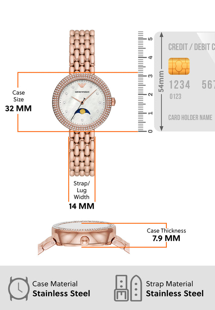Emporio Armani Rosa Mother of Pearl Dial Rose Gold Steel Strap Watch For Women - AR11462 Buy Now By Emporio Armani