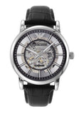 Emporio Armani Luigi Silver Skeleton Dial Black Leather Strap Watch For Men - AR1981 Buy Now By Emporio Armani