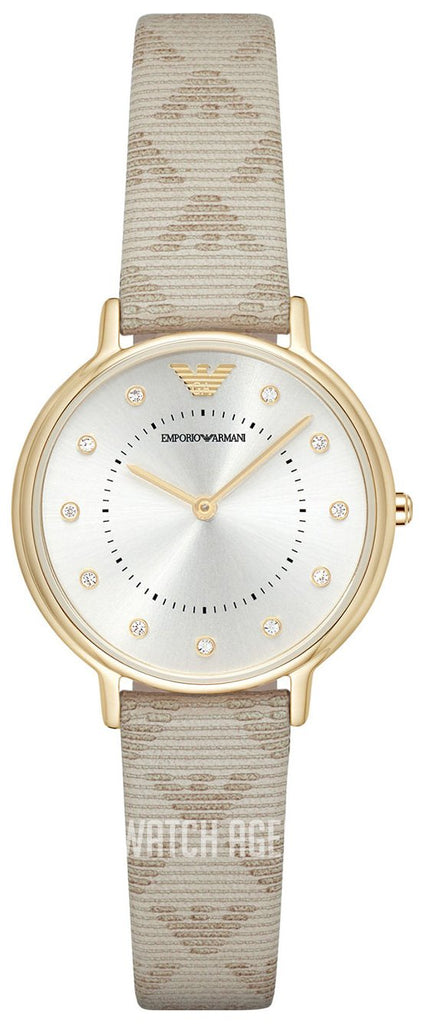 Emporio Armani Kappa Quartz Silver Dial Beige Leather Strap Watch For Women - AR11042 Buy Now By Emporio Armani