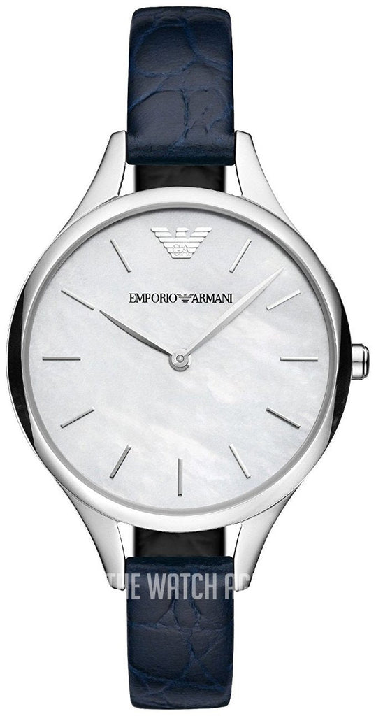Emporio Armani Aurora Quartz Mother Of Pearl White Dial Blue Leather Strap Watch For Women - AR11090 Buy Now By Emporio Armani