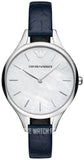 Emporio Armani Aurora Quartz Mother Of Pearl White Dial Blue Leather Strap Watch For Women - AR11090 Buy Now By Emporio Armani