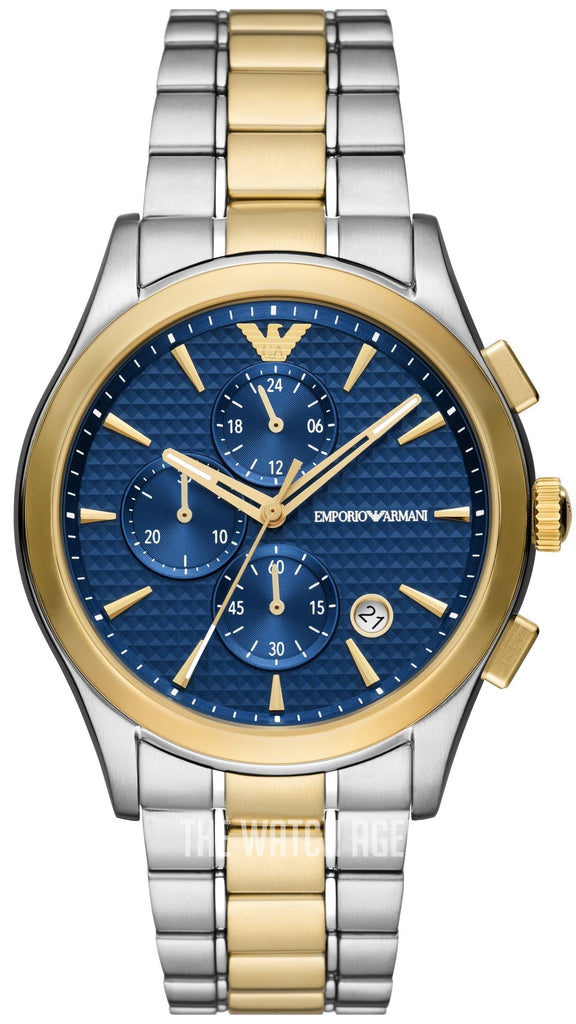 Emporio Armani Paolo Chronograph Blue Dial Two Tone Steel Strap Watch For Men - AR11579 Buy Now By Emporio Armani
