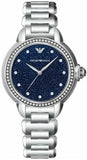 Emporio Armani Mia Three Hand Crystals Blue Dial Silver Steel Strap Watch For Women - AR11630 Buy Now By Emporio Armani