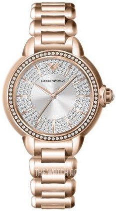 Emporio Armani Mia Three Hand Crystals Silver Dial Rose Gold Steel Strap Watch For Women - AR11633 Buy Now By Emporio Armani