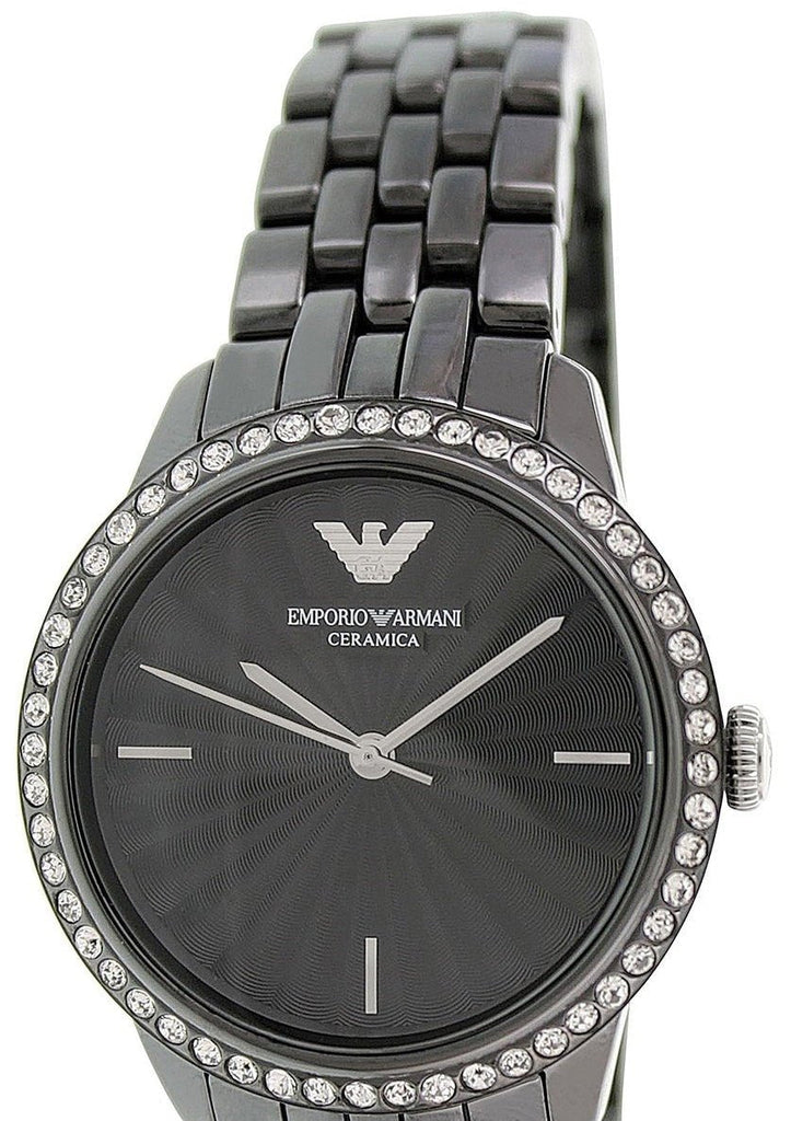 Emporio Armani Crystal Ceramica Black Dial Black Steel Strap Watch For Women - AR1478 Buy Now By Emporio Armani