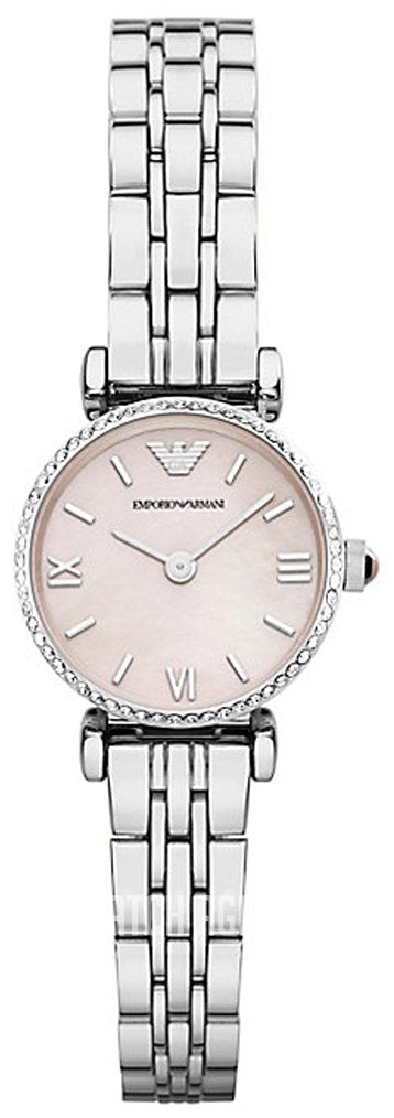 Emporio Armani Classic Gianni T Bar Crystals Pink Dial Silver Steel Strap Watch For Women - AR1781 Buy Now By Emporio Armani