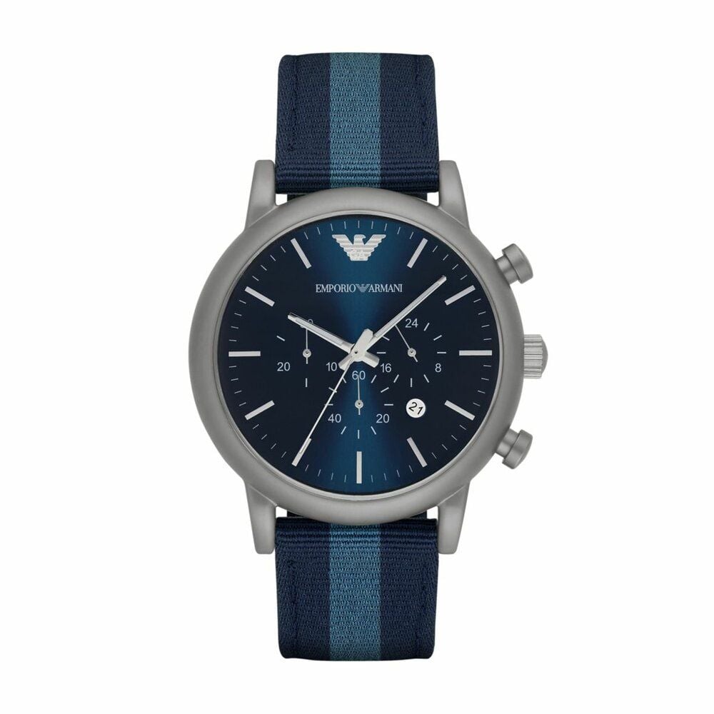 Emporio Armani Luigi Chronograph Quartz Blue Dial Blue Nylon Strap Watch For Men - AR1949 Buy Now By Emporio Armani