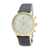 Emporio Armani Gianni Beige Dial Grey Leather Strap Watch For Men - AR0386 Buy Now By Emporio Armani