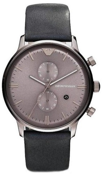 Emporio Armani Classic Grey Dial Grey Leather Strap Watch For Men - AR0388 Buy Now By Emporio Armani