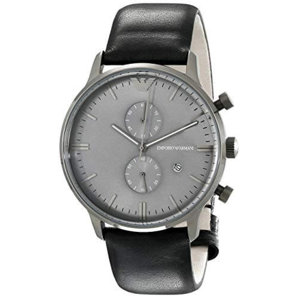 Emporio Armani Classic Grey Dial Grey Leather Strap Watch For Men - AR0388 Buy Now By Emporio Armani
