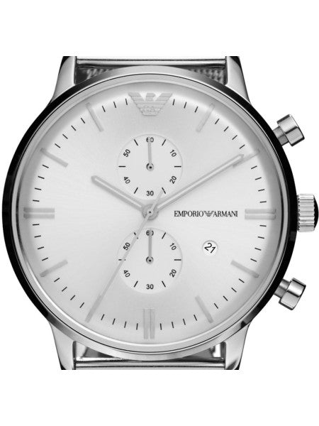 Emporio Armani Classic Chronograph Quartz Silver Dial Silver Mesh Bracelet Watch For Men - AR0390 Buy Now By Emporio Armani