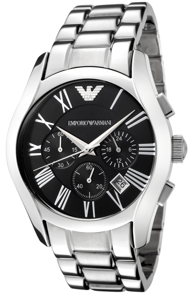 Emporio Armani Velente Chronograph Black Dial Silver Steel Strap Watch For Women - AR0674 Buy Now By Emporio Armani