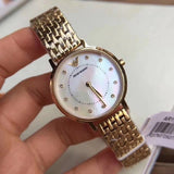 Emporio Armani Dress Analog Mother of Pearl Dial Gold Steel Strap Watch For Women - AR11007 Buy Now By Emporio Armani