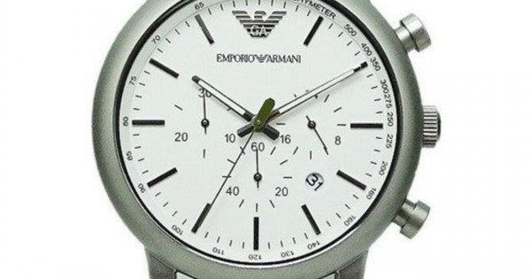 Emporio Armani Chronograph White Dial Green Rubber Strap Watch For Men - AR11022 Buy Now By Emporio Armani