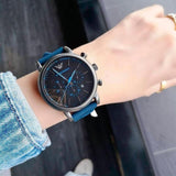 Emporio Armani Luigi Chronograph Black Dial Blue Rubber Strap Watch For Men - AR11023 Buy Now By Emporio Armani