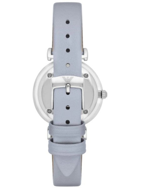 Emporio Armani Gianni T-Bar Mother Of Pearl White Dial Grey Leather Strap Watch For Women - AR11039 Buy Now By Emporio Armani
